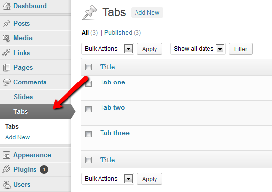 tab items